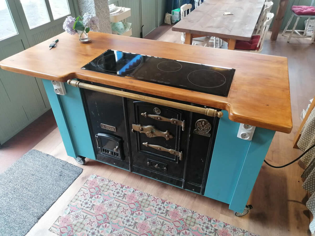 isla de cocina de madera